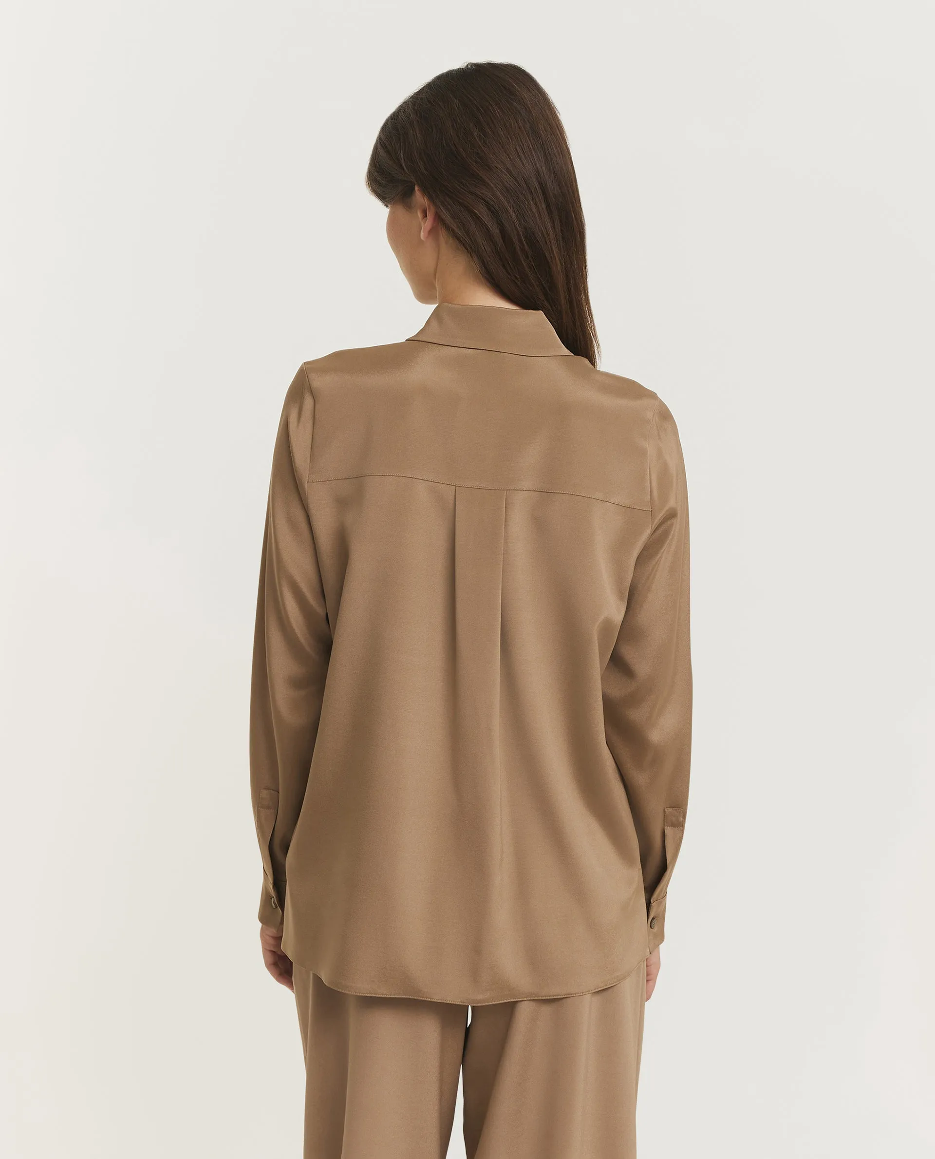 Zijden Avion Shirt - Lichtbruin sold by Pauw Amsterdam product image thumbnail 5