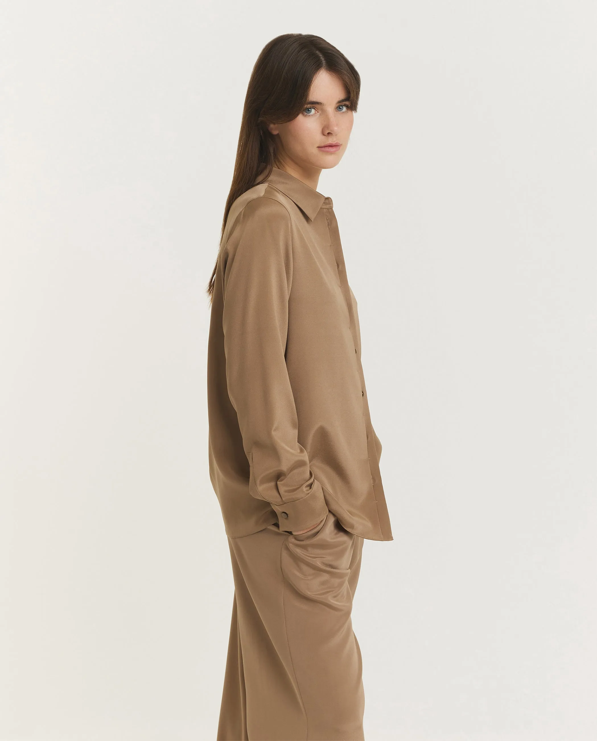 Zijden Avion Shirt - Lichtbruin sold by Pauw Amsterdam product image thumbnail 4