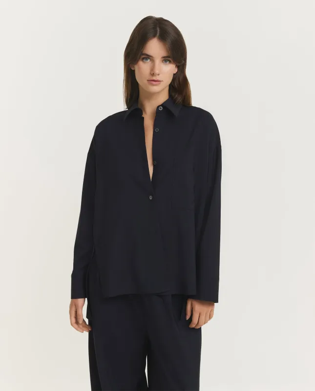 Wollen Shirt - Donkerblauw sold by Pauw Amsterdam