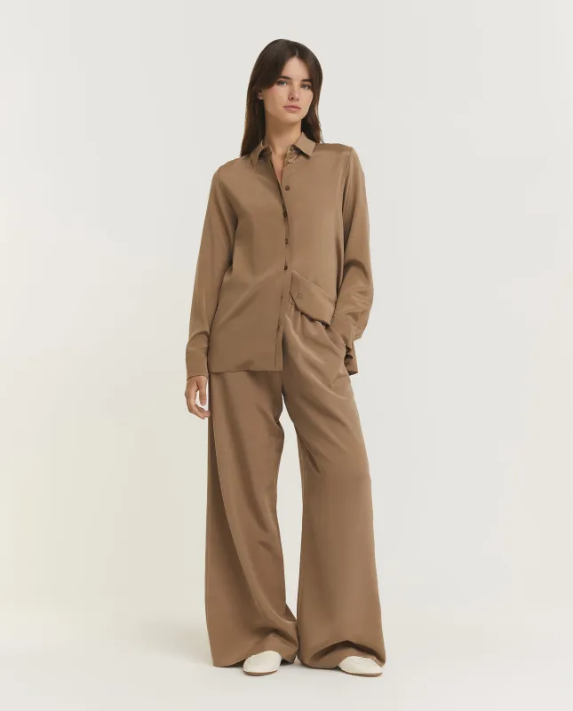 Zijden Bonn Broek - Lichtbruin sold by Pauw Amsterdam