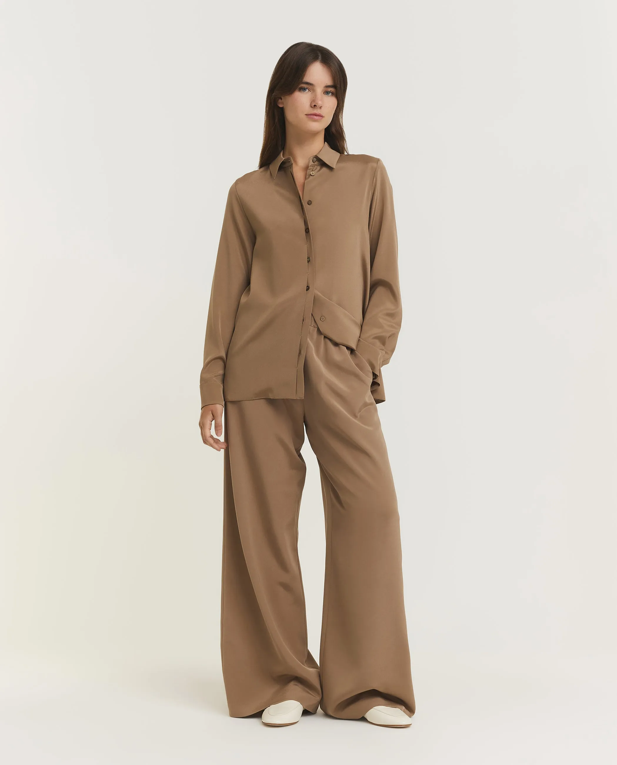 Zijden Bonn Broek - Lichtbruin sold by Pauw Amsterdam