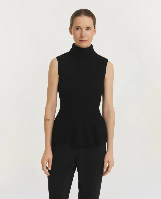 Sculptural Sleeveless Knit Top - Zwart sold by Pauw Amsterdam