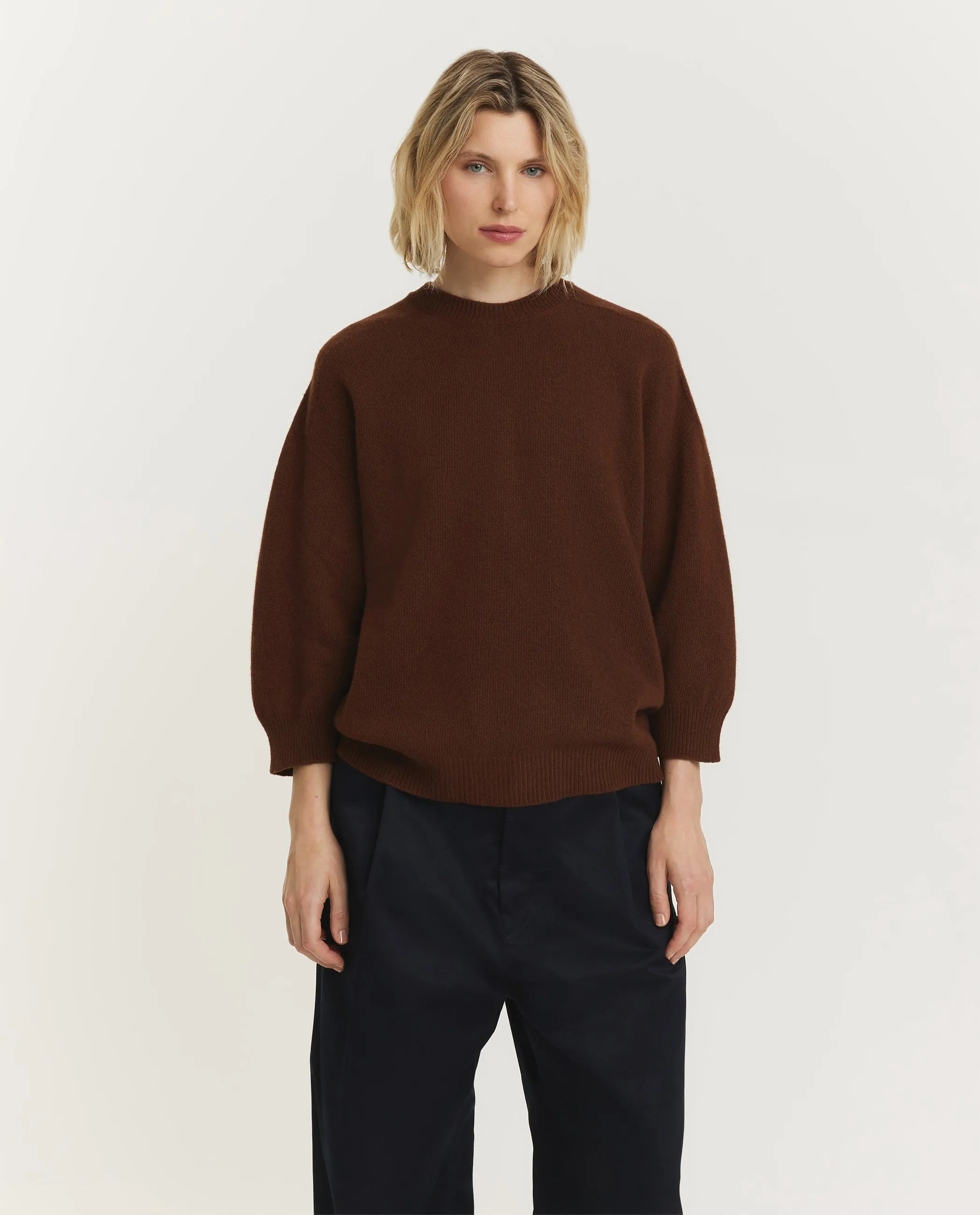 Wollen Ronde Hals Trui - Bruin sold by Pauw Amsterdam
