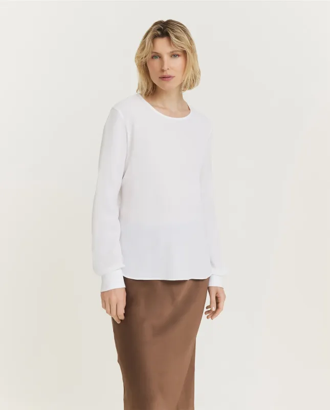 Vloeiende Rond Hals Top - Wit sold by Pauw Amsterdam