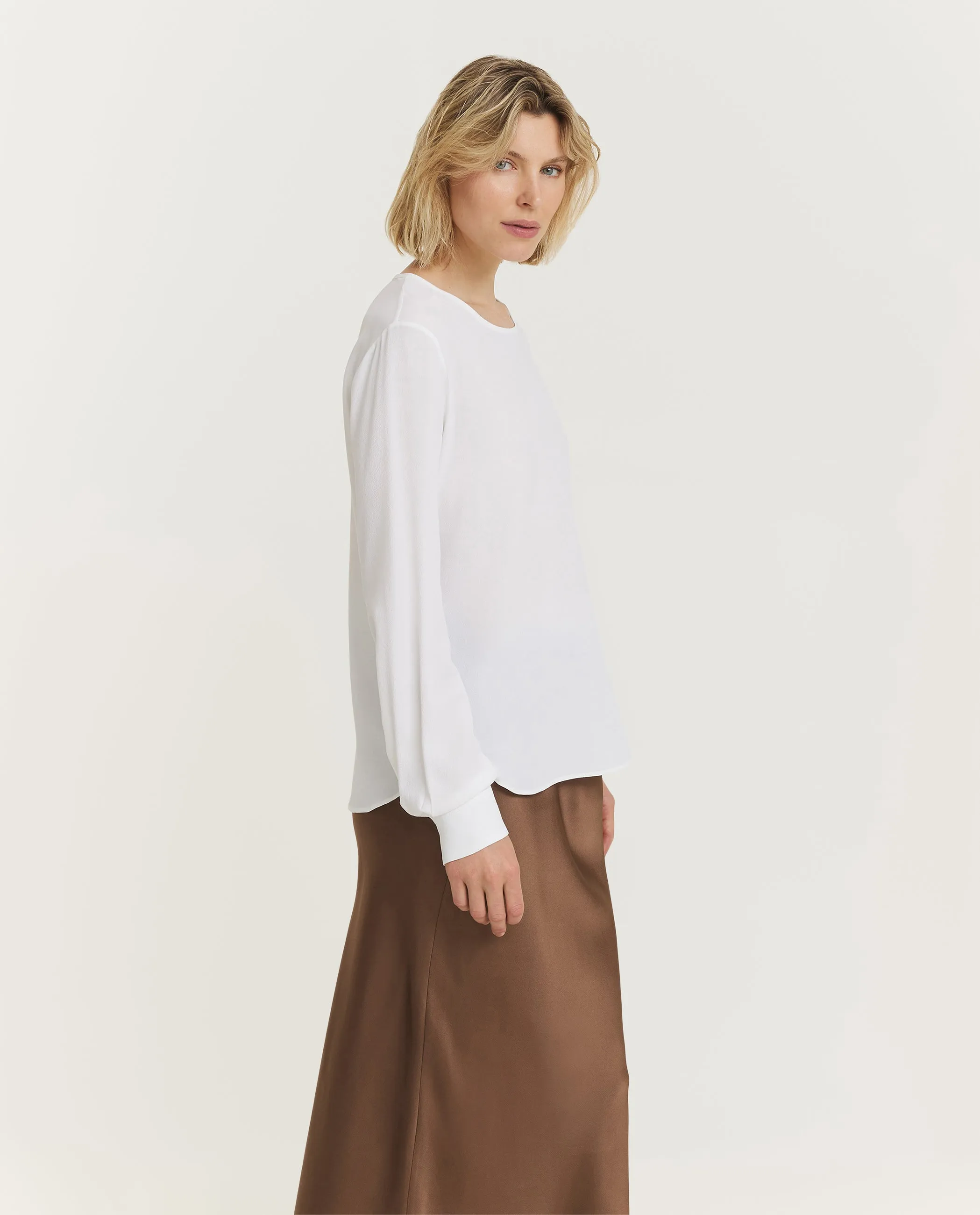 Vloeiende Rond Hals Top - Wit sold by Pauw Amsterdam product image thumbnail 4