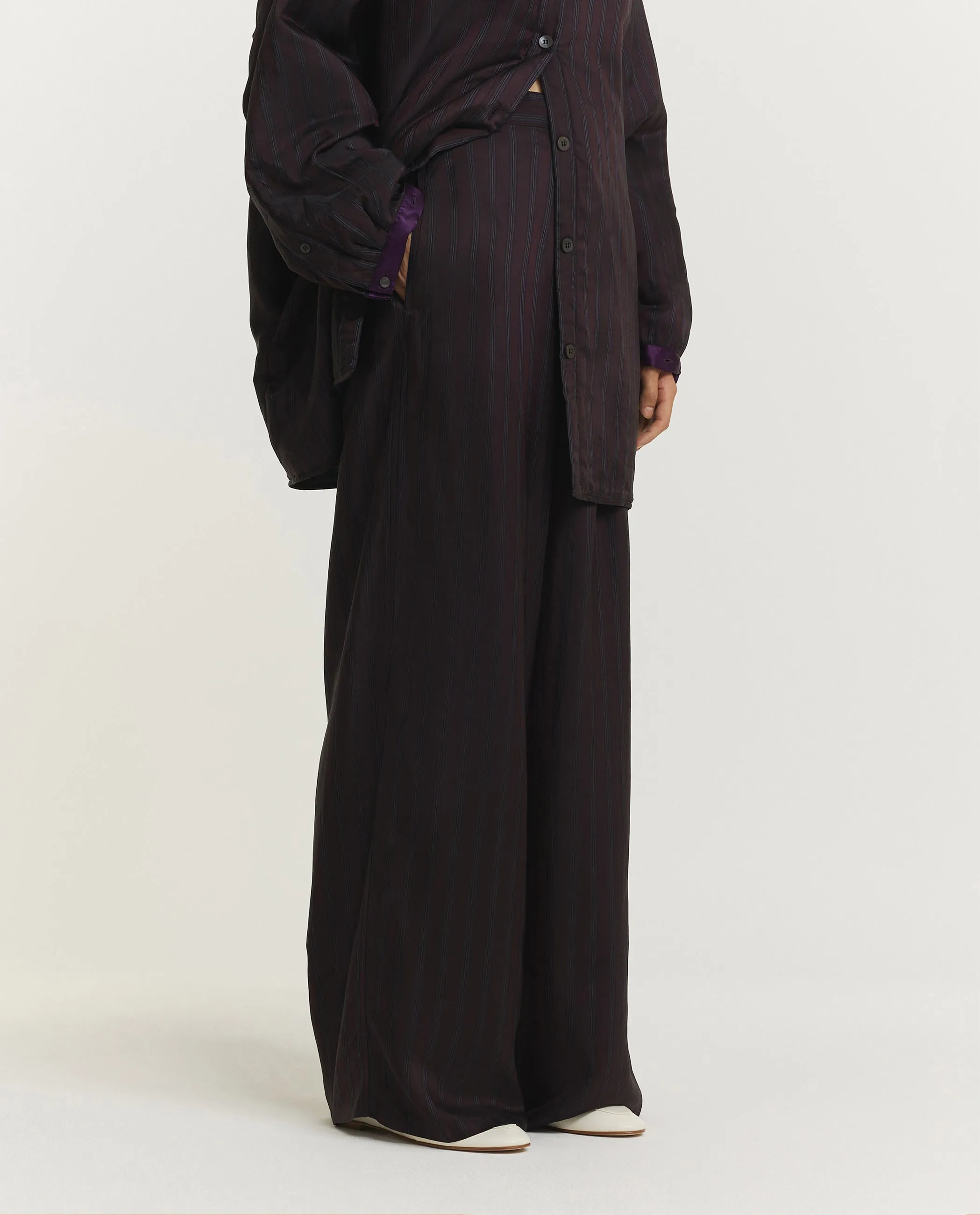 Gestreepte Cupro Broek - Paars sold by Pauw Amsterdam product image thumbnail 3