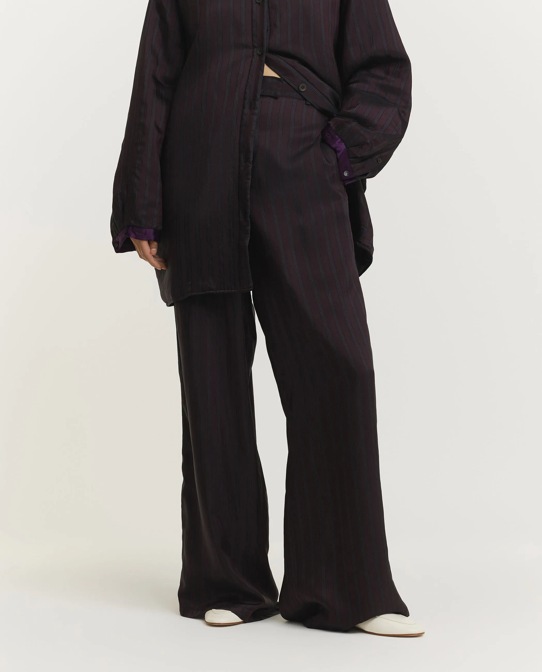 Gestreepte Cupro Broek - Paars sold by Pauw Amsterdam product image thumbnail 2