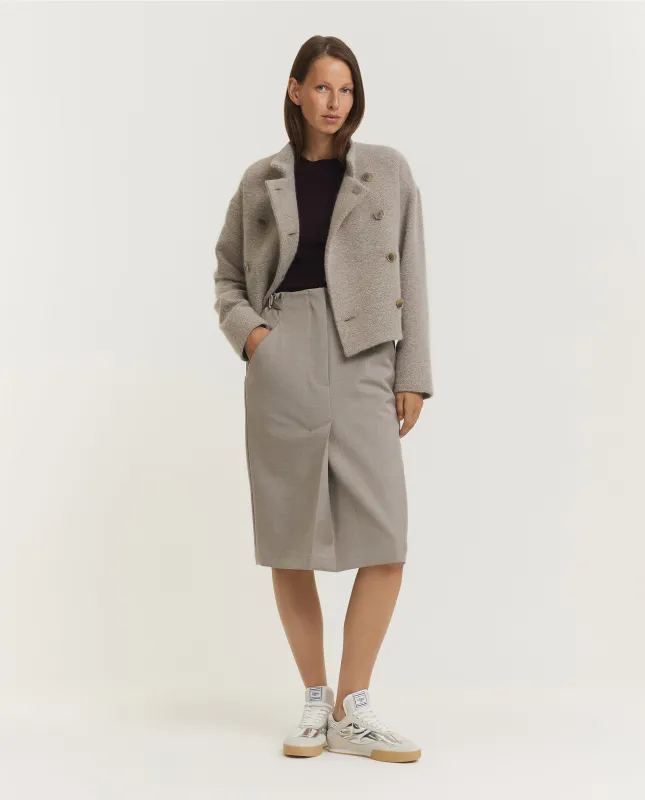 Zijde Wollen Kokerrok - Lichtgrijs sold by Pauw Amsterdam