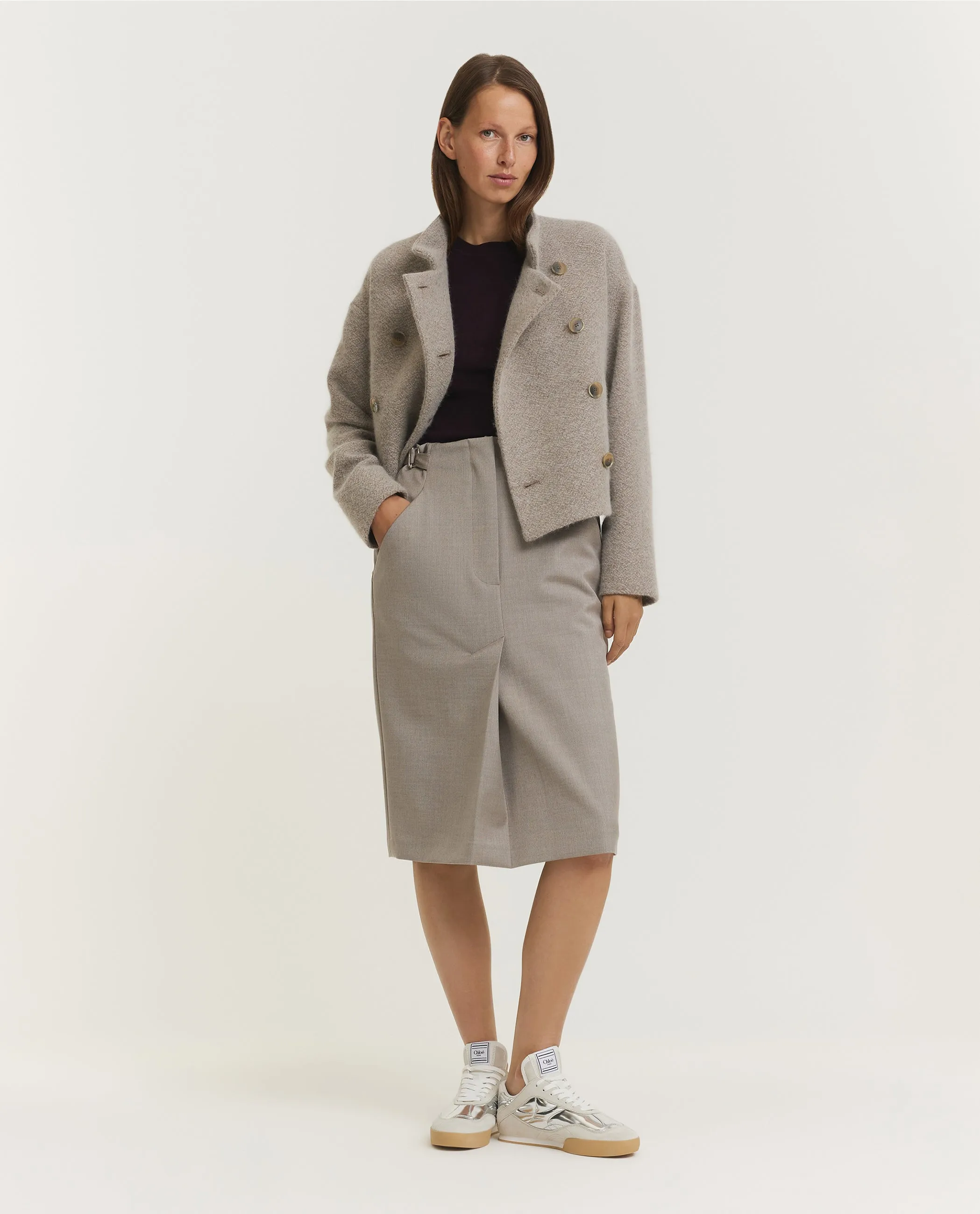 Zijde Wollen Kokerrok - Lichtgrijs sold by Pauw Amsterdam