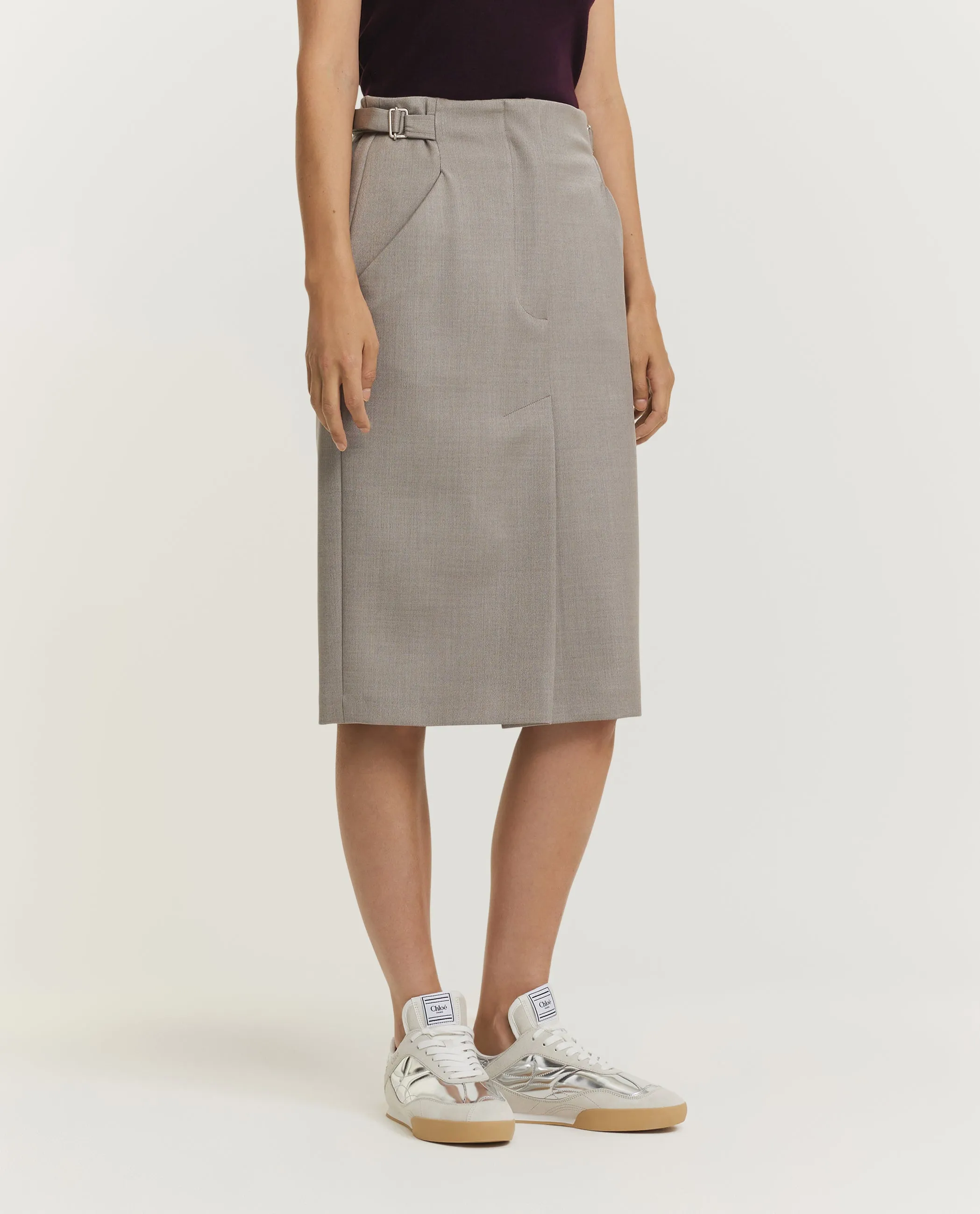 Zijde Wollen Kokerrok - Lichtgrijs sold by Pauw Amsterdam product image thumbnail 3