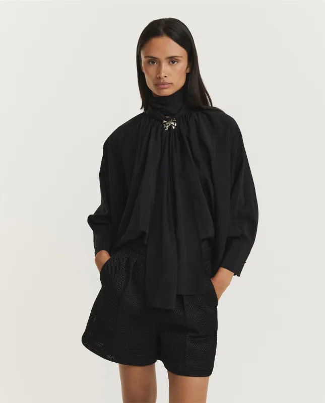 Zijden Leonida Blouse - Zwart sold by Pauw Amsterdam