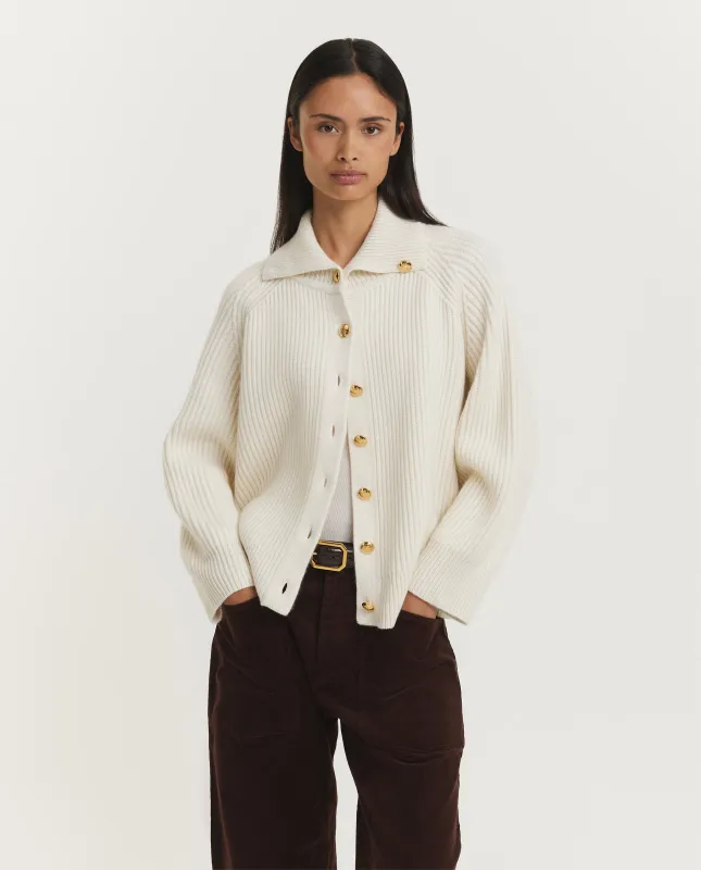 Deryl Cashmere Cardigan - Ecru made by Nili Lotan