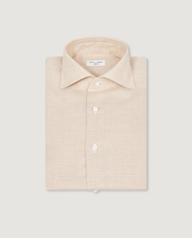 Katoen Cashmere Glencheck Shirt - Lichtbruin sold by Pauw Amsterdam