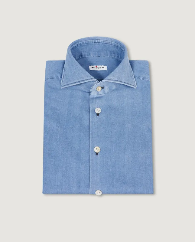 Katoen Mix Denim Shirt - Lichtblauw sold by Pauw Amsterdam