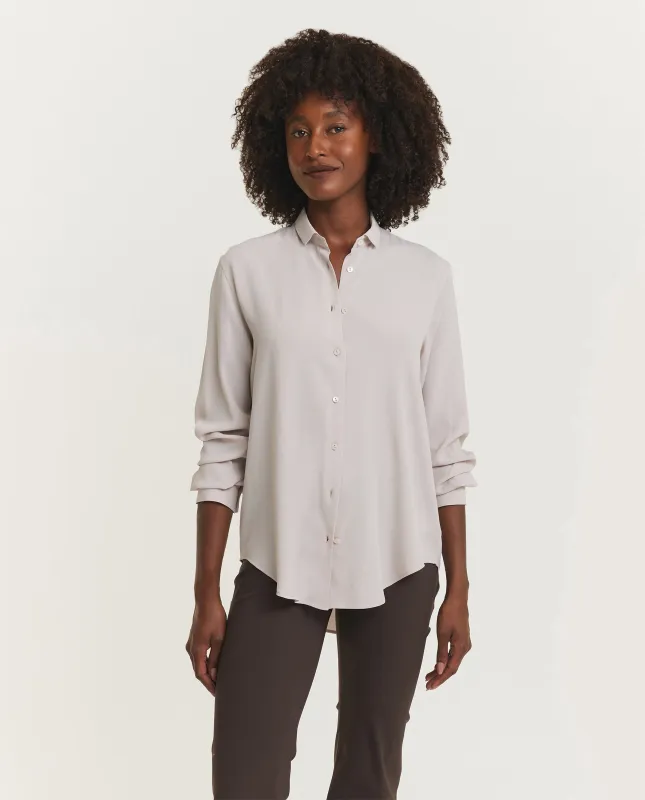 Flowy Zijden Blouse - Lichtgrijs sold by Pauw Amsterdam