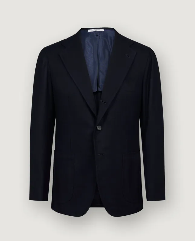 Wol Cashmere Visgraat Jasje - Donkerblauw sold by Pauw Amsterdam