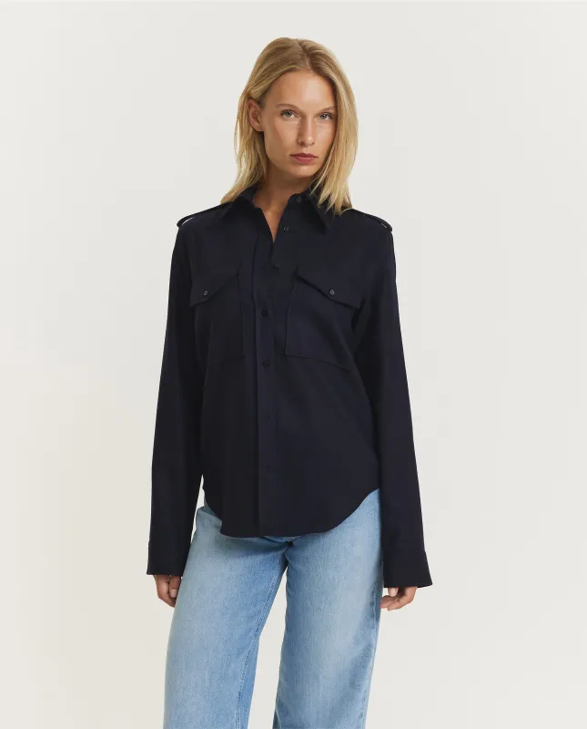 Wollen Fatigue Shirt - Donkerblauw sold by Pauw Amsterdam