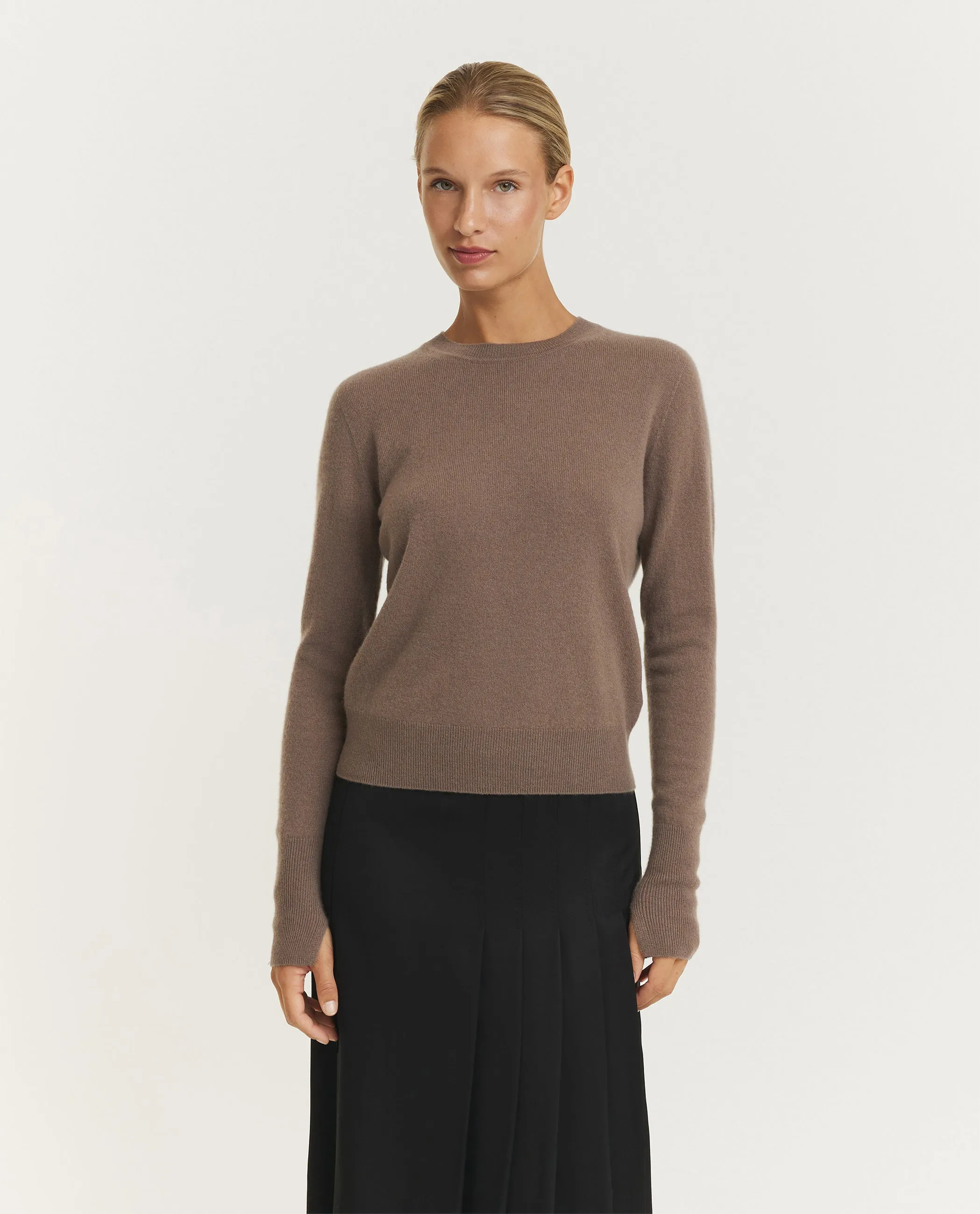 Lichte Cashmere Crewneck Trui - Bruin sold by Pauw Amsterdam