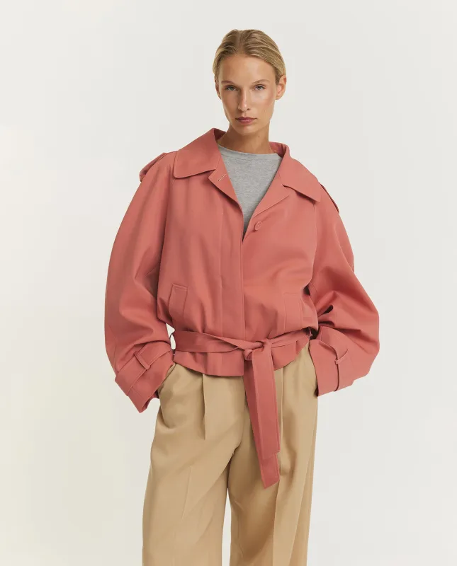 Korte Wollen Trenchcoat - Roze sold by Pauw Amsterdam