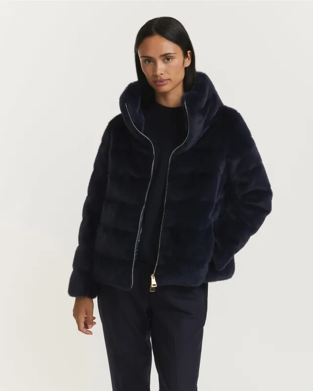 Faux Fur Puffer - Donkerblauw made by Pauw Amsterdam