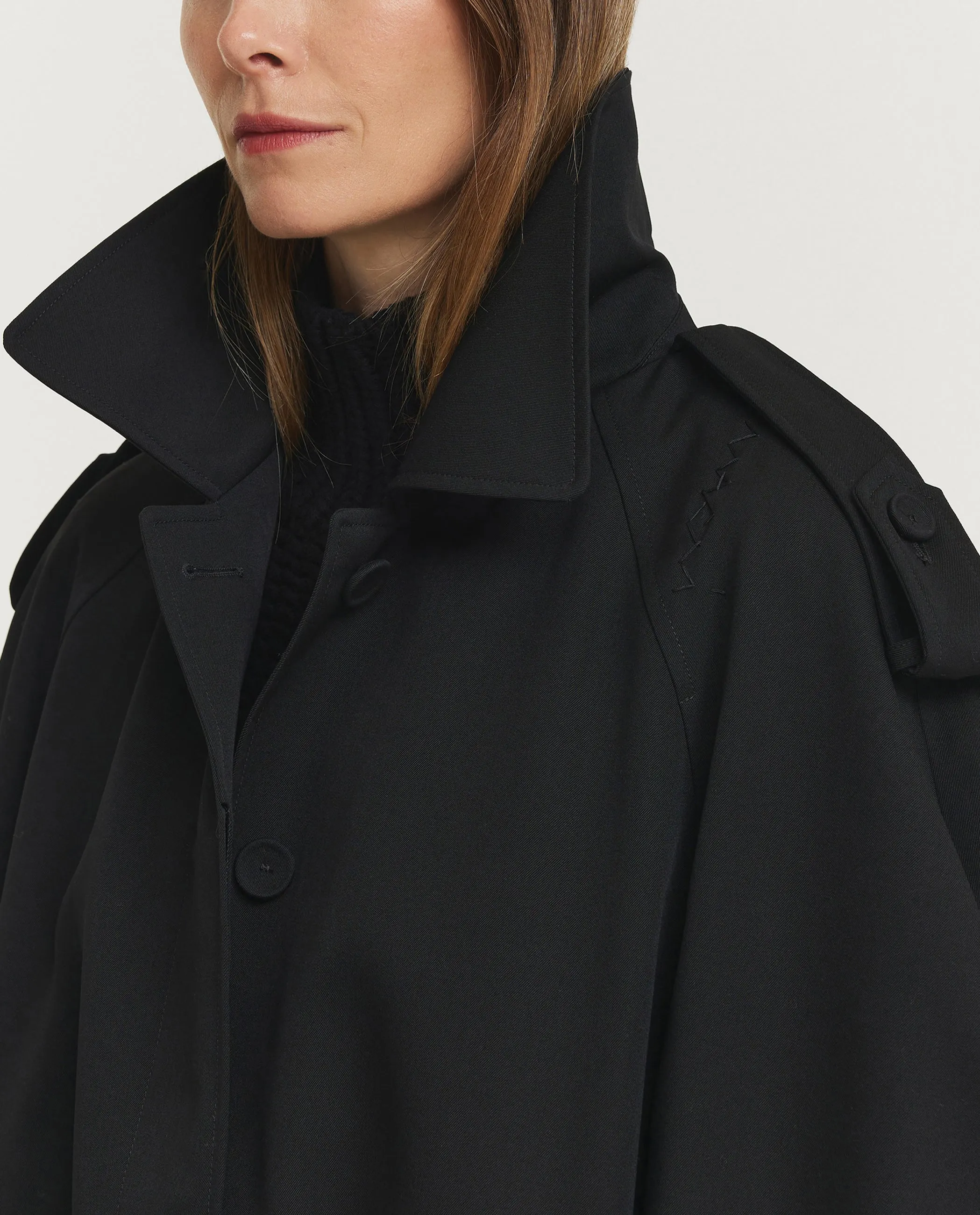 Korte Wollen Trenchcoat - Zwart sold by Pauw Amsterdam product image thumbnail 2