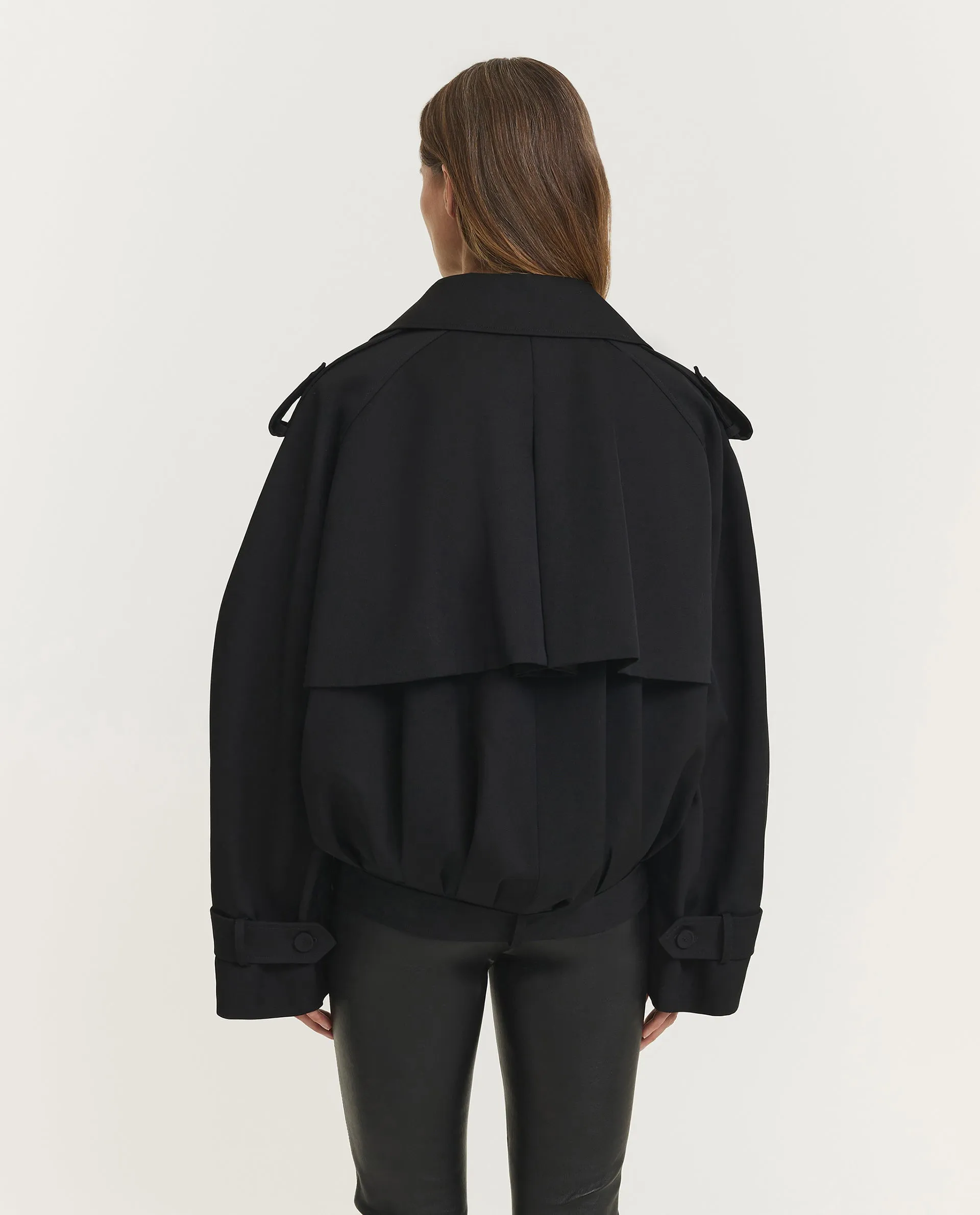 Korte Wollen Trenchcoat - Zwart sold by Pauw Amsterdam product image thumbnail 5