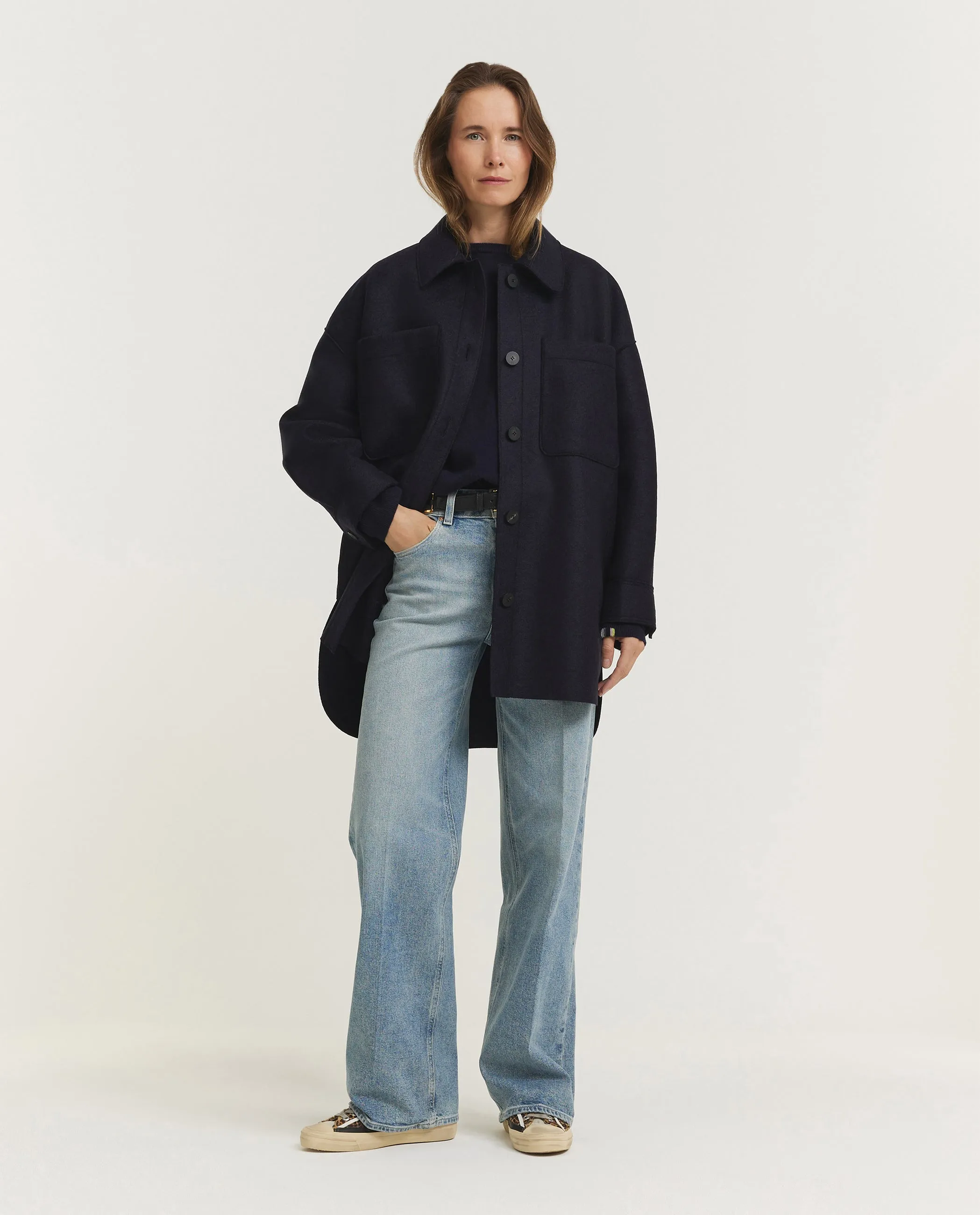 Geperst Wollen Jas - Donkerblauw sold by Pauw Amsterdam product image thumbnail 3