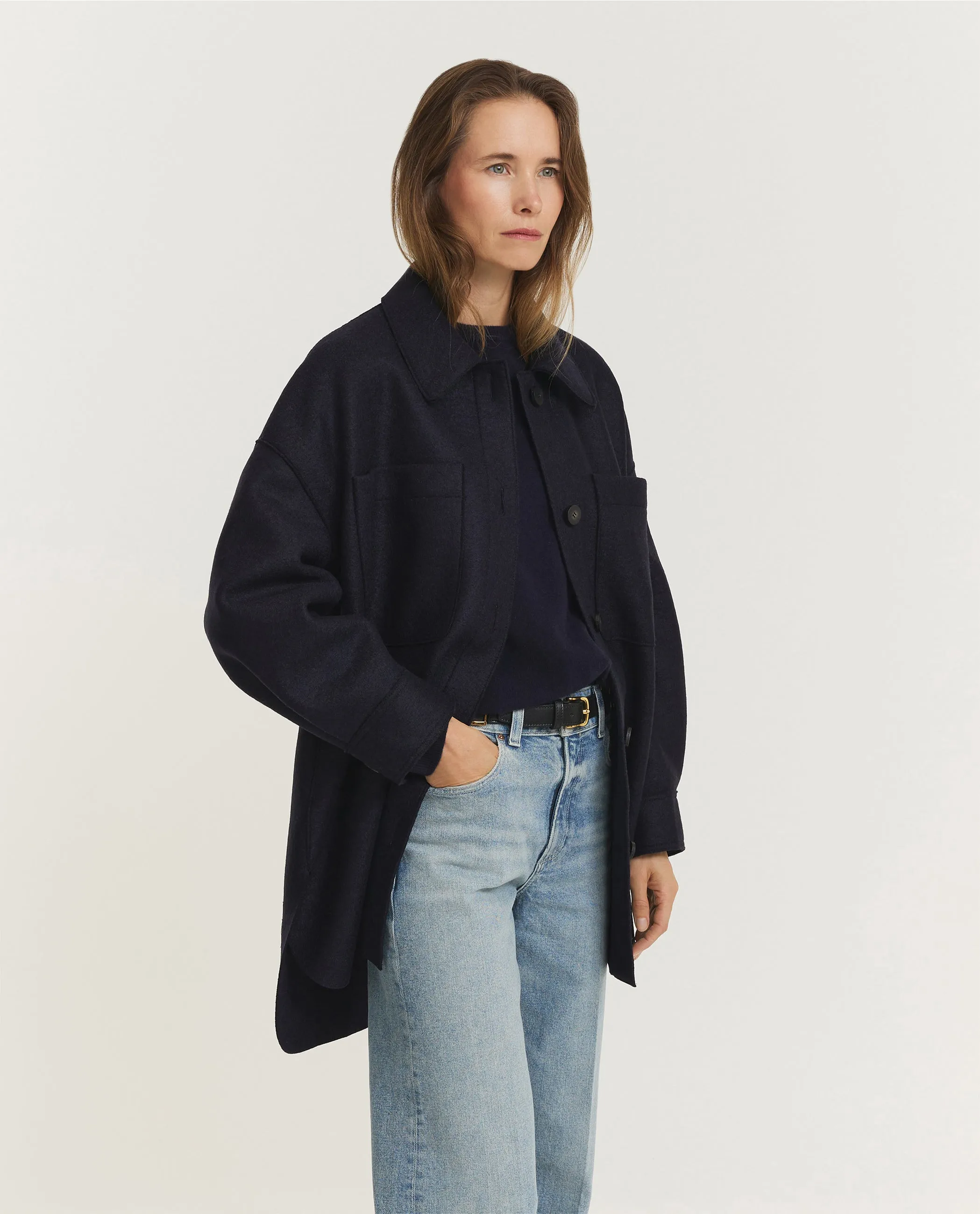 Geperst Wollen Jas - Donkerblauw sold by Pauw Amsterdam product image thumbnail 4