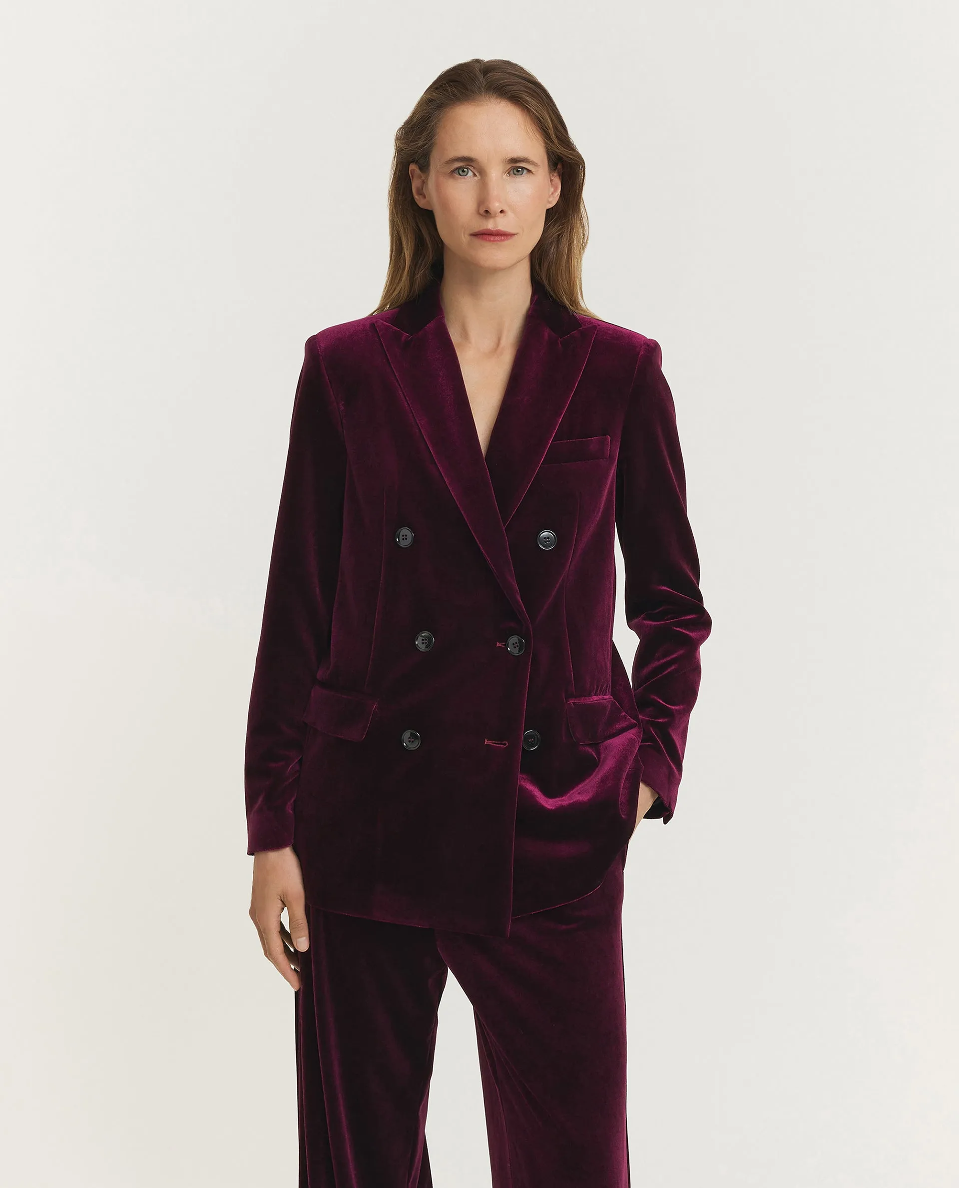 Fluwelen Double-Breasted Jasje - Rood sold by Pauw Amsterdam