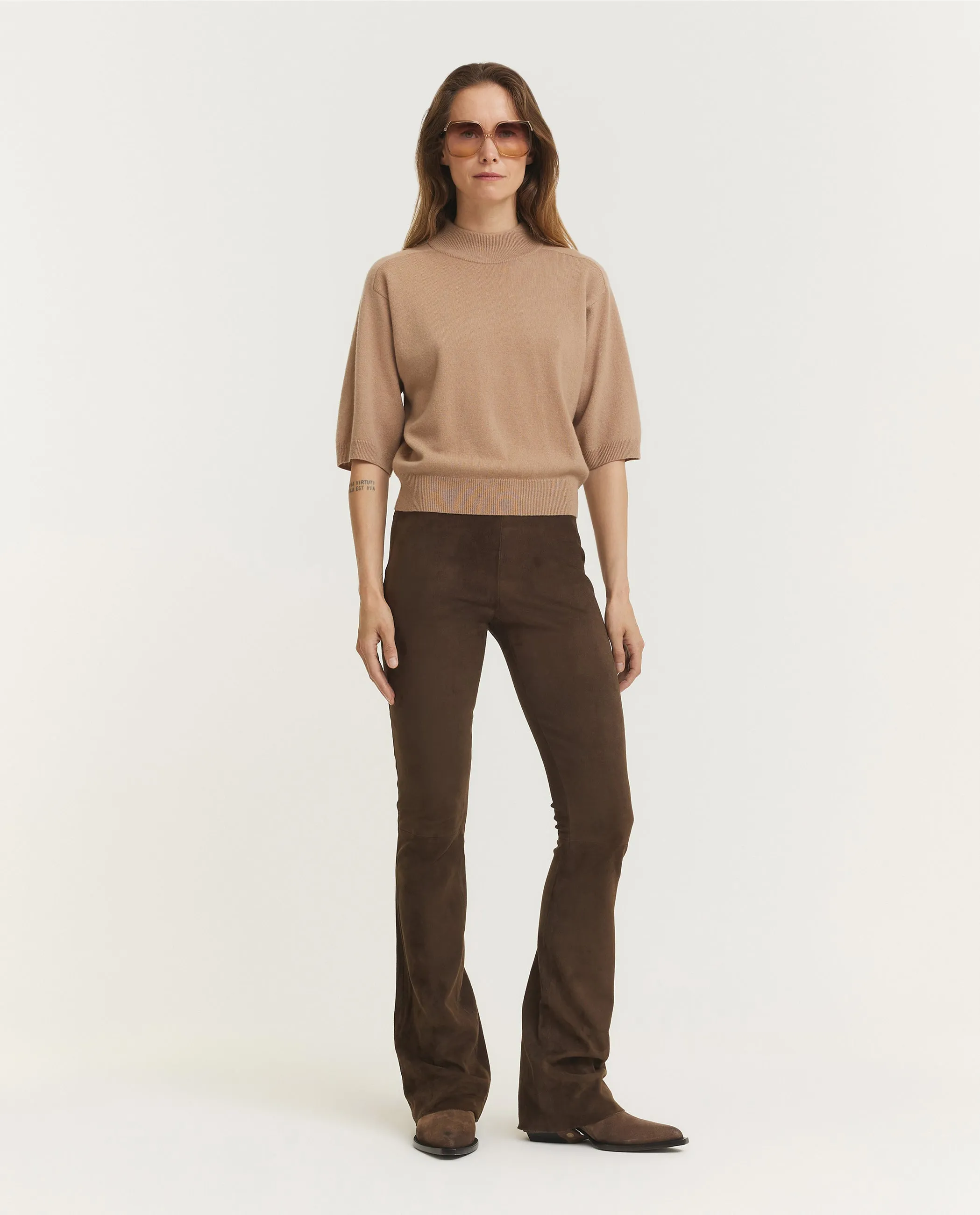 Wool Cashmere Korte Mouwen Trui - Lichtbruin sold by Pauw Amsterdam product image thumbnail 3