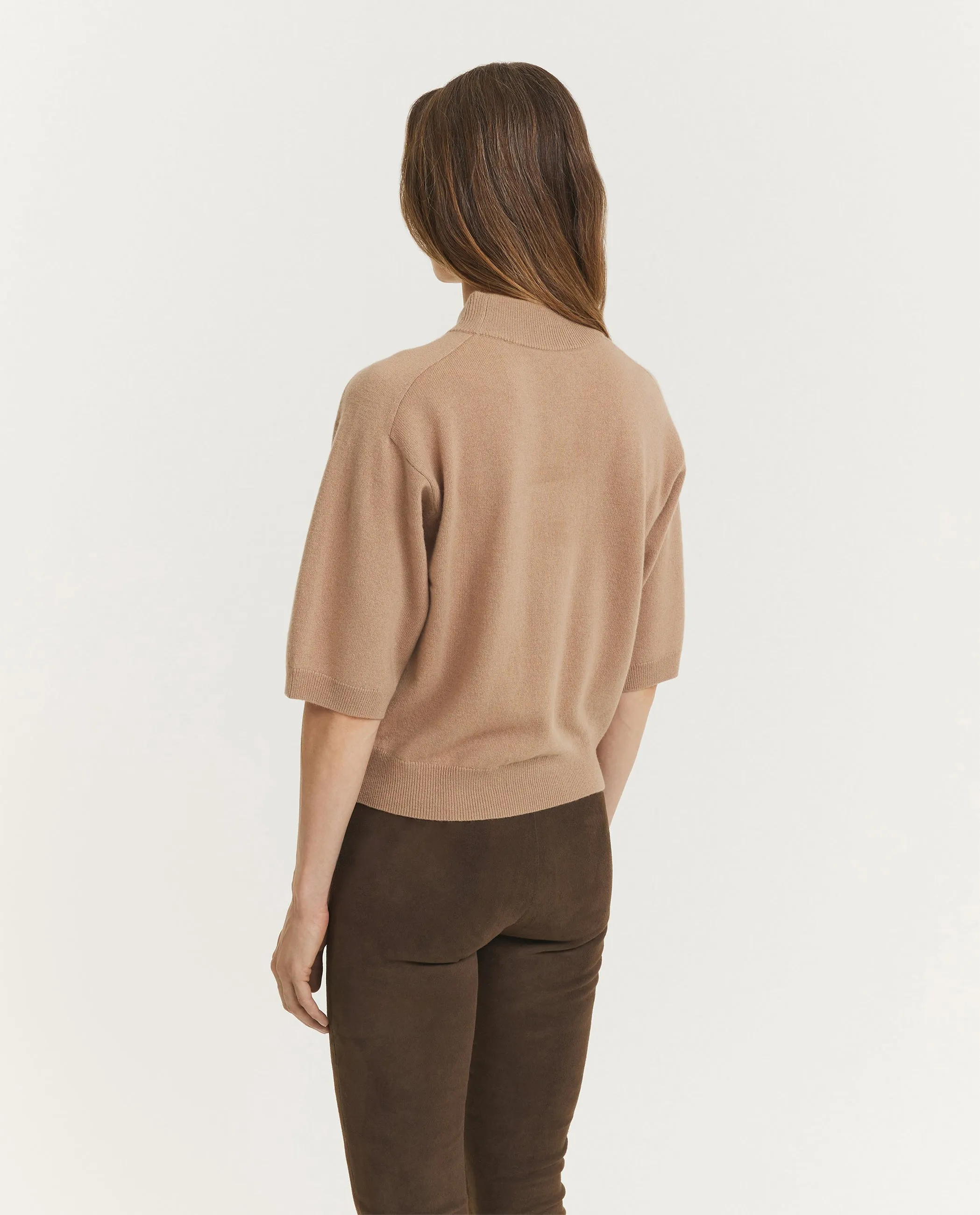 Wool Cashmere Korte Mouwen Trui - Lichtbruin sold by Pauw Amsterdam product image thumbnail 5