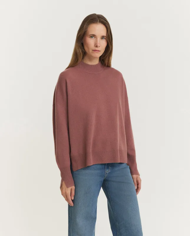 Wol Cashmere Mock Nek Trui - Roze sold by Pauw Amsterdam