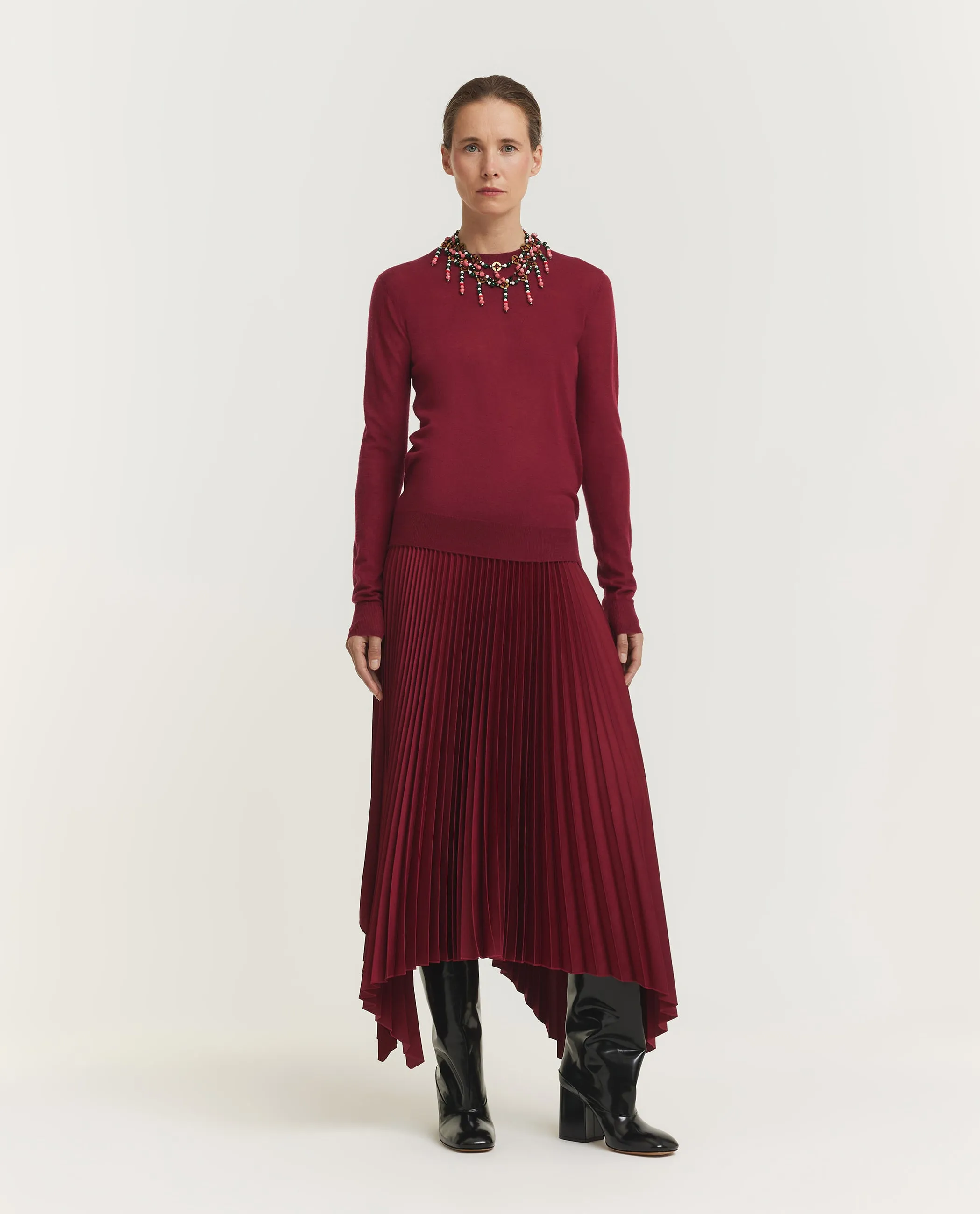 Asymmetrische Plissé Rok - Rood sold by Pauw Amsterdam