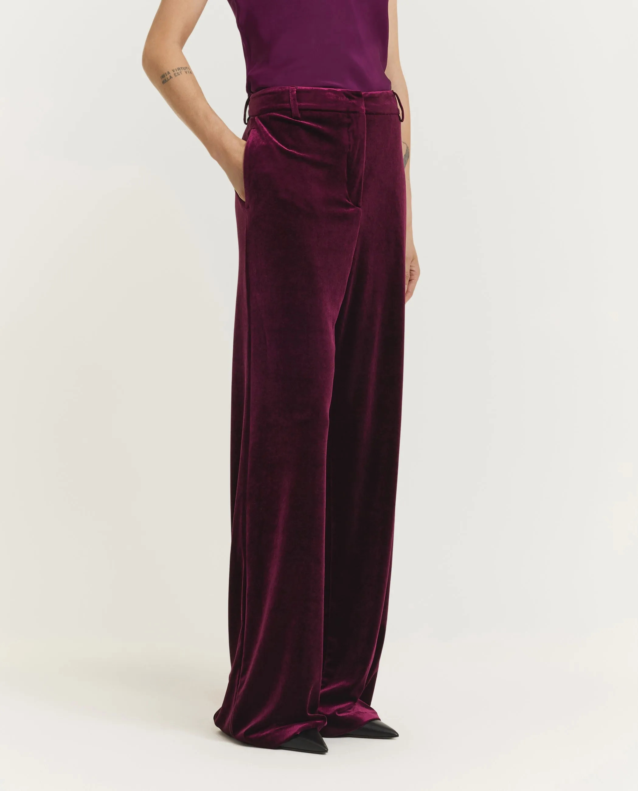 Fluwelen Wijde Pantalon - Rood sold by Pauw Amsterdam product image thumbnail 3