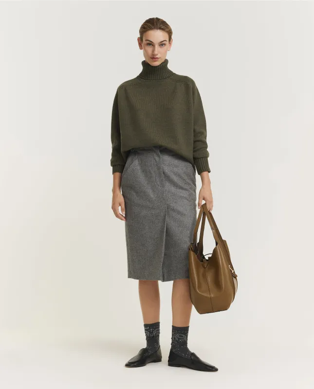 Wol Cashmere Kokerrok - Grijs sold by Pauw Amsterdam