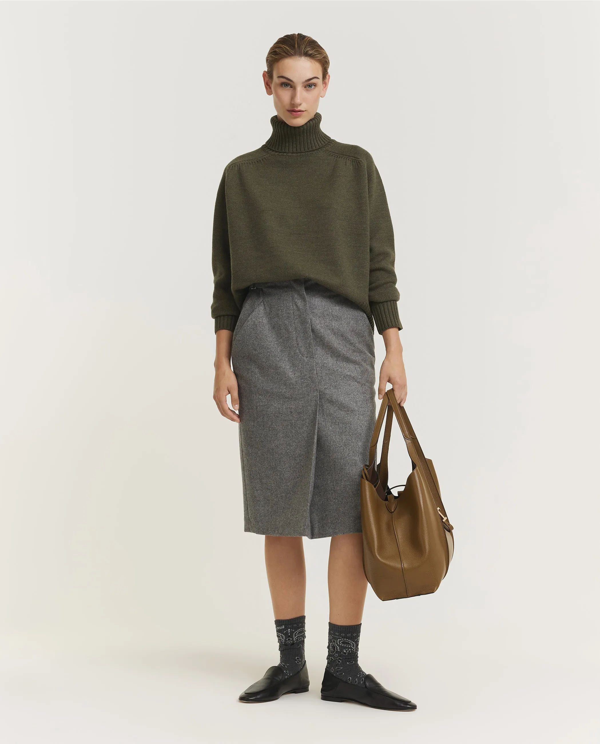 Wol Cashmere Kokerrok - Grijs sold by Pauw Amsterdam