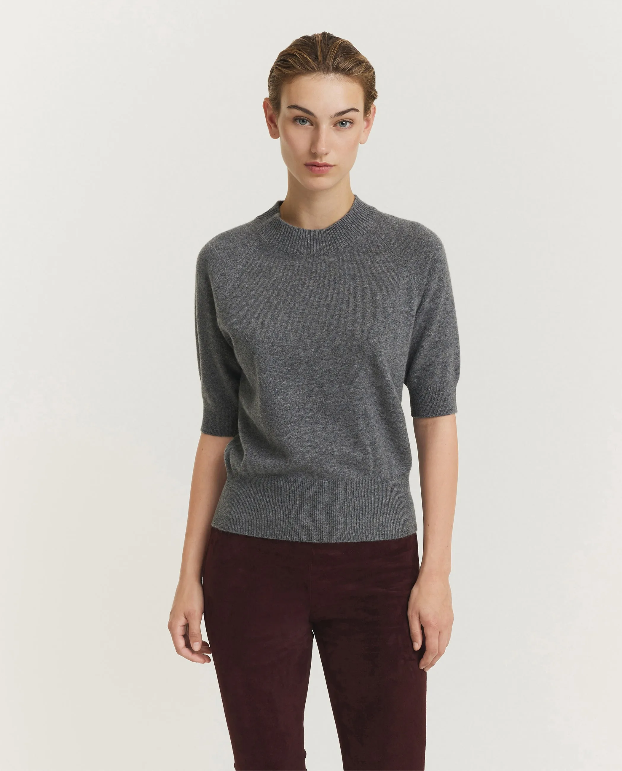 Cashmere Raglan Korte Mouwen Trui - Grijs sold by Pauw Amsterdam