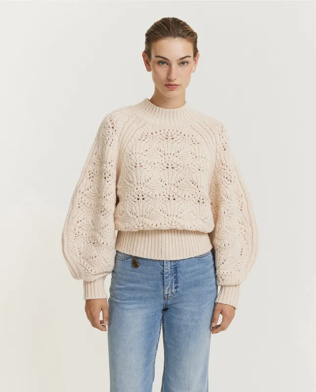 Hypnotic Cable Knit Trui - Ecru made by Zimmermann