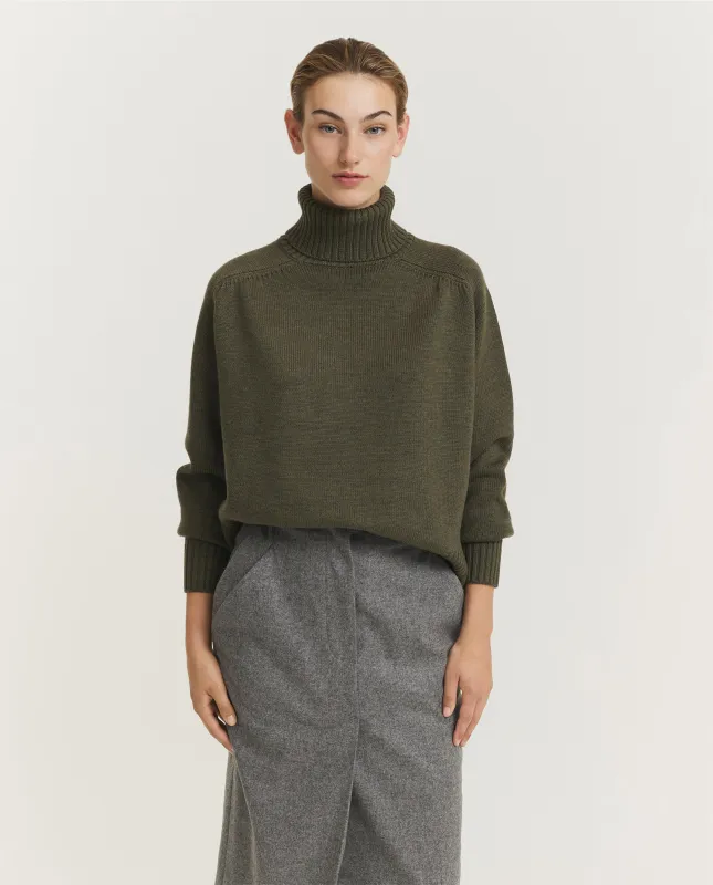 Low Mock Neck Wollen Trui - Groen sold by Pauw Amsterdam