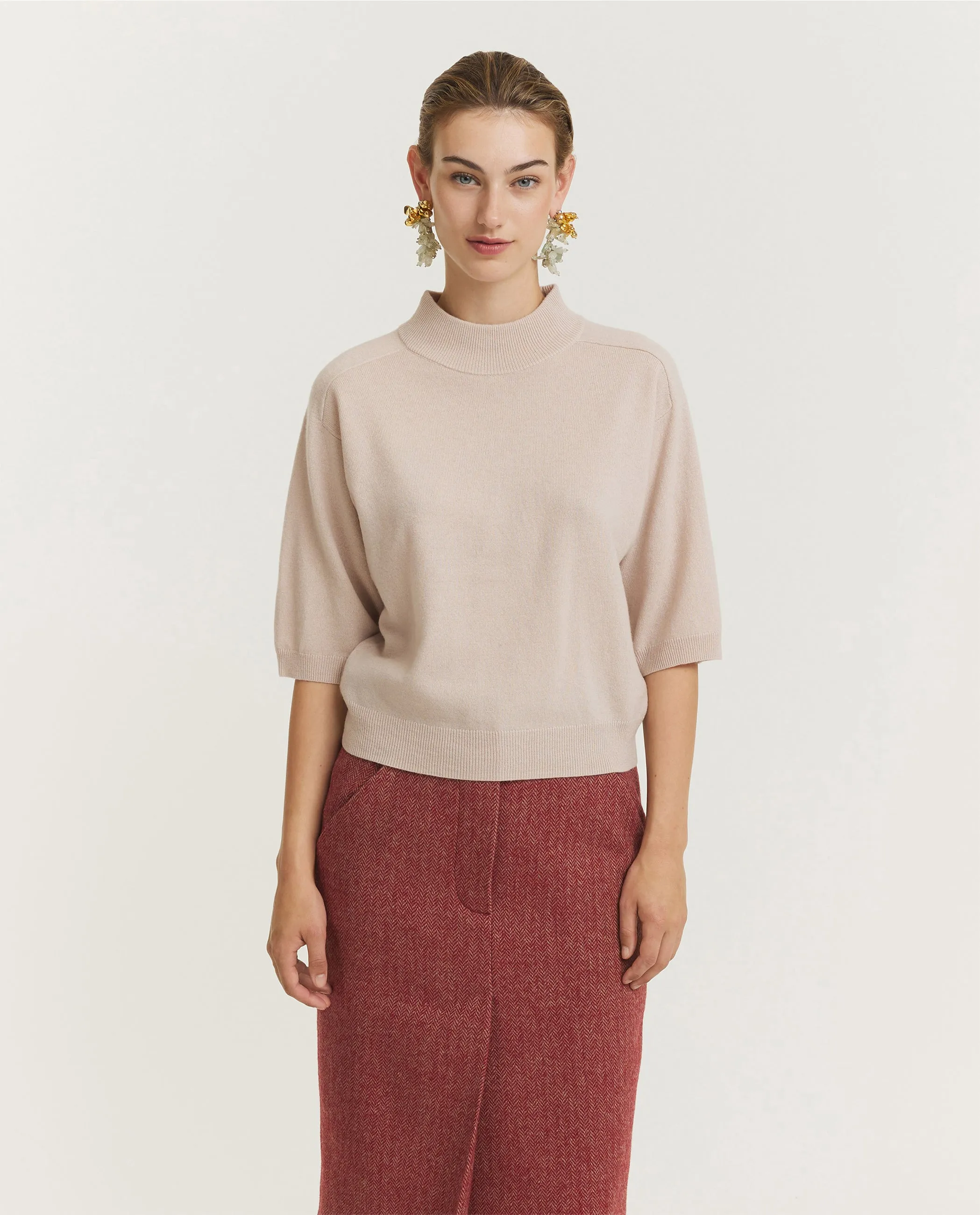 Wool Cashmere Korte Mouwen Trui - Roze sold by Pauw Amsterdam
