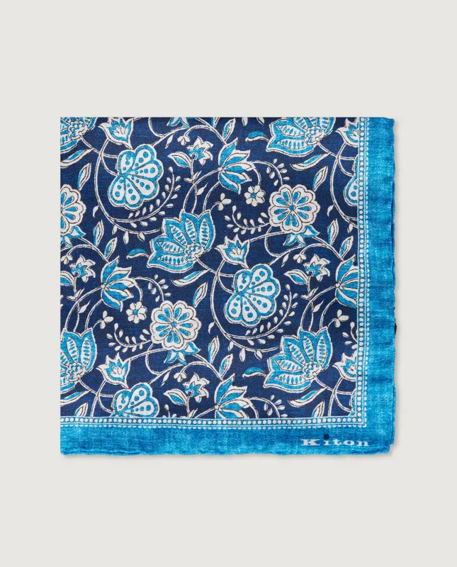 Geprinte Zijden Pochet - Blauw sold by Pauw Amsterdam