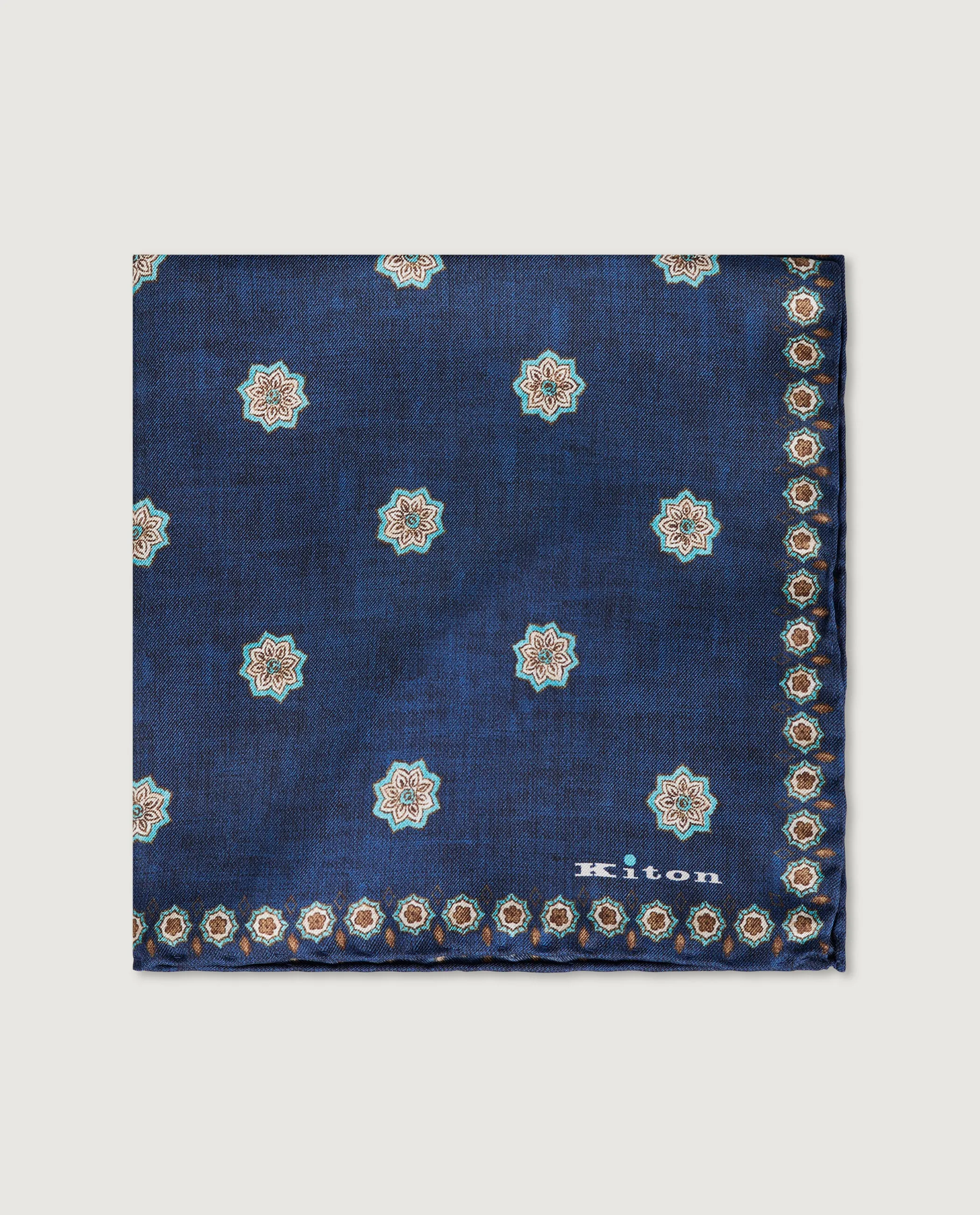 Geprinte Zijden Pochet - Donkerblauw sold by Pauw Amsterdam