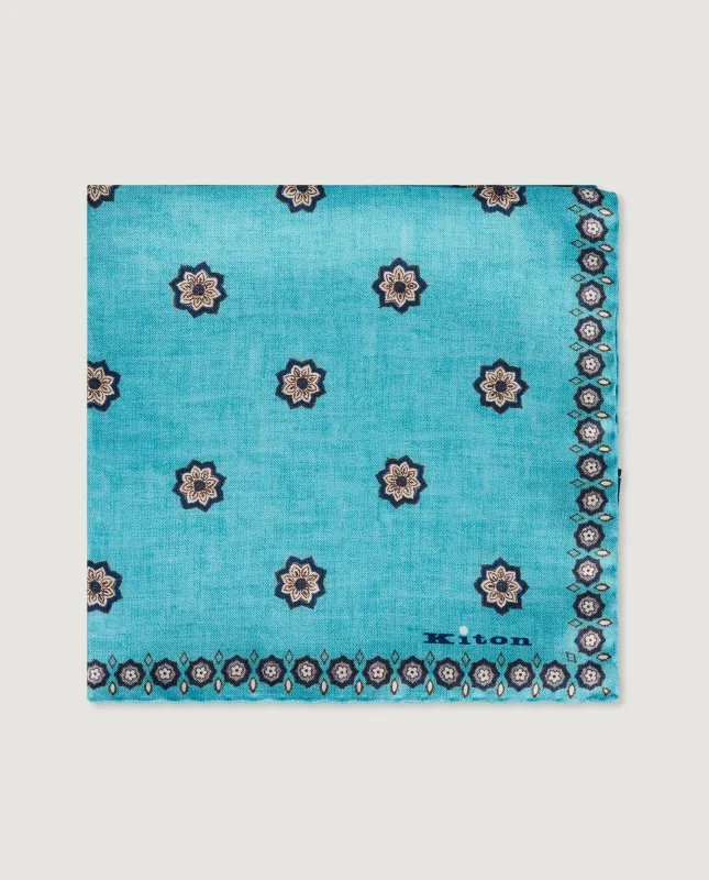 Geprinte Zijden Pochet - Lichtblauw sold by Pauw Amsterdam