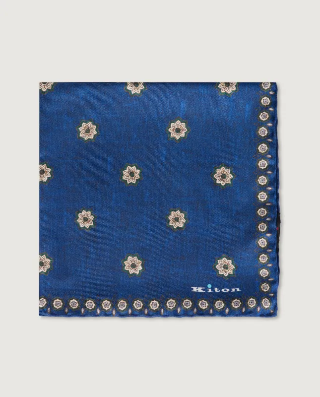 Geprinte Zijden Pochet - Blauw sold by Pauw Amsterdam