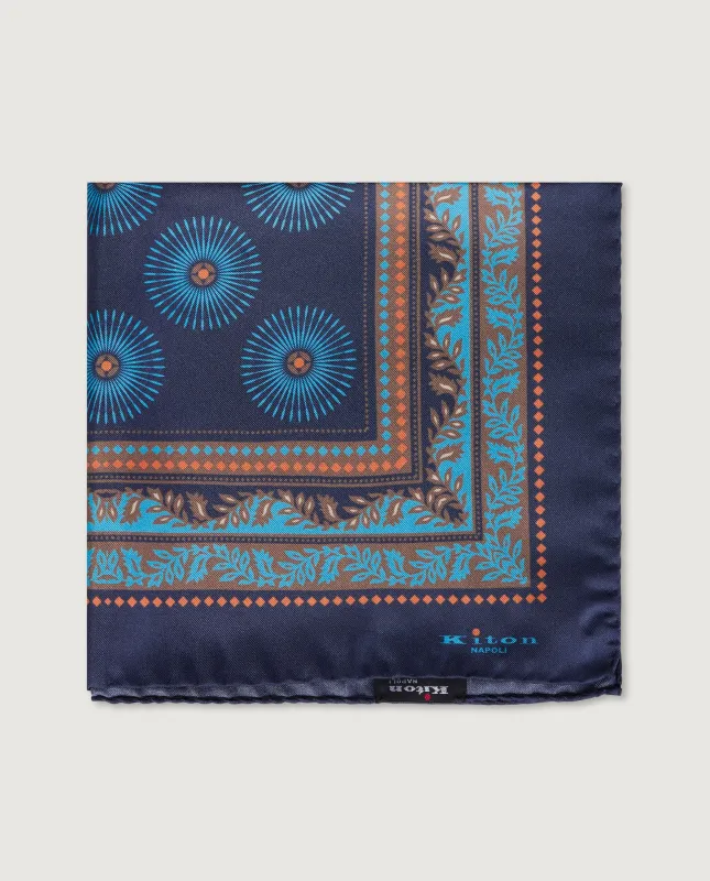 Geprinte Zijden Pochet - Donkerblauw sold by Pauw Amsterdam