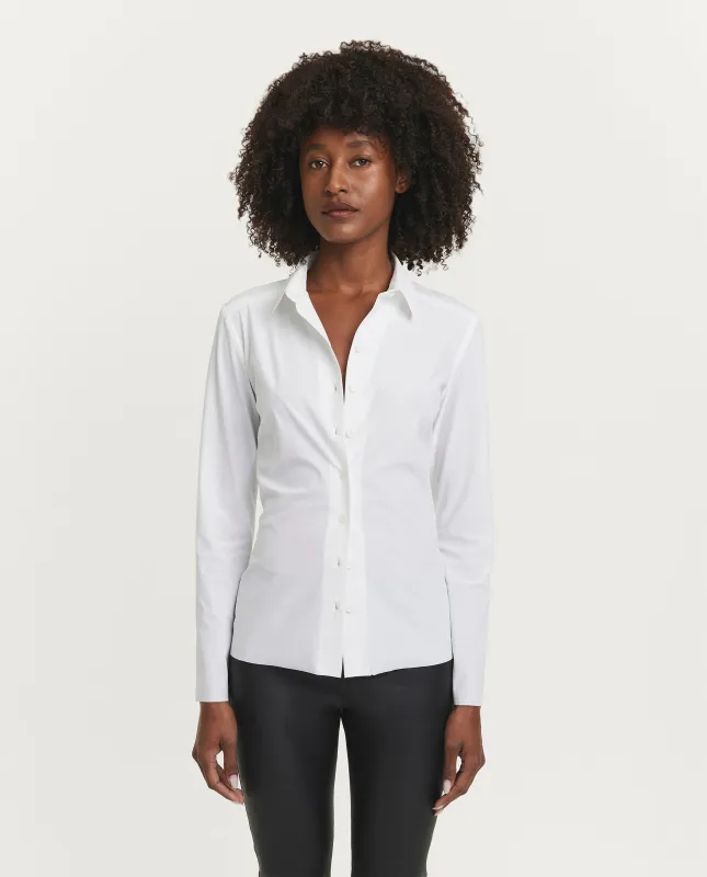 Slanke Stretch Blouse - Wit sold by Pauw Amsterdam