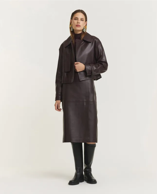 Sèvres Nappa Leren Rok - Paars made by Joseph