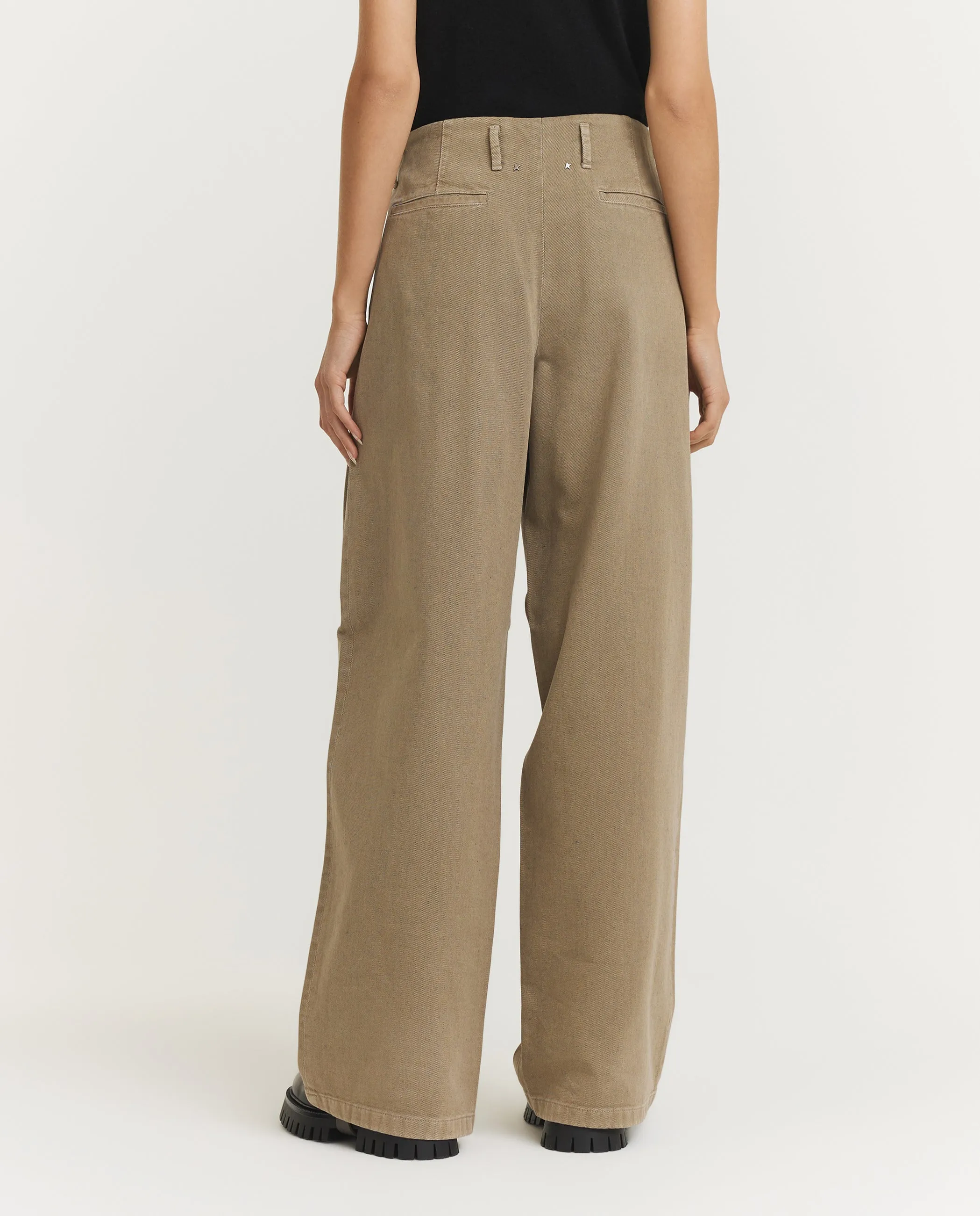Wijde Geplooide Twill Broek - Lichtbruin sold by Pauw Amsterdam product image thumbnail 4