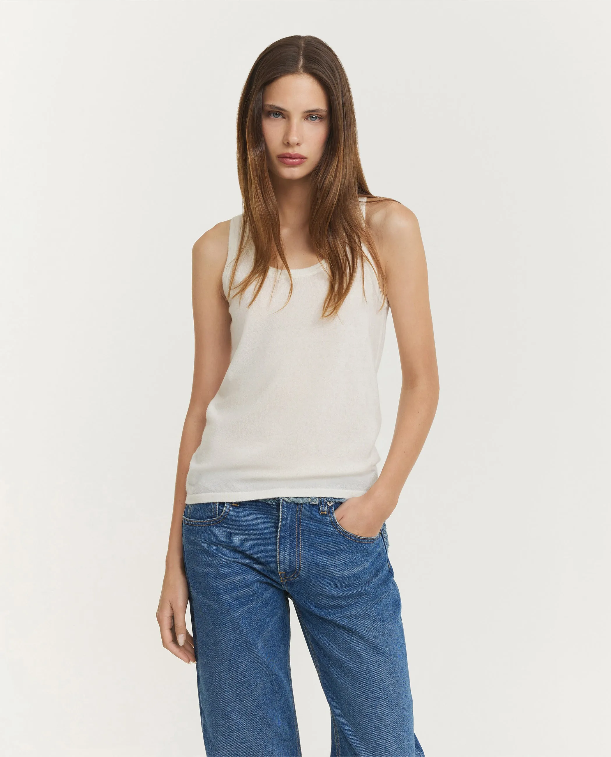 Cashmere Zijden Tank Top - Ecru sold by Pauw Amsterdam