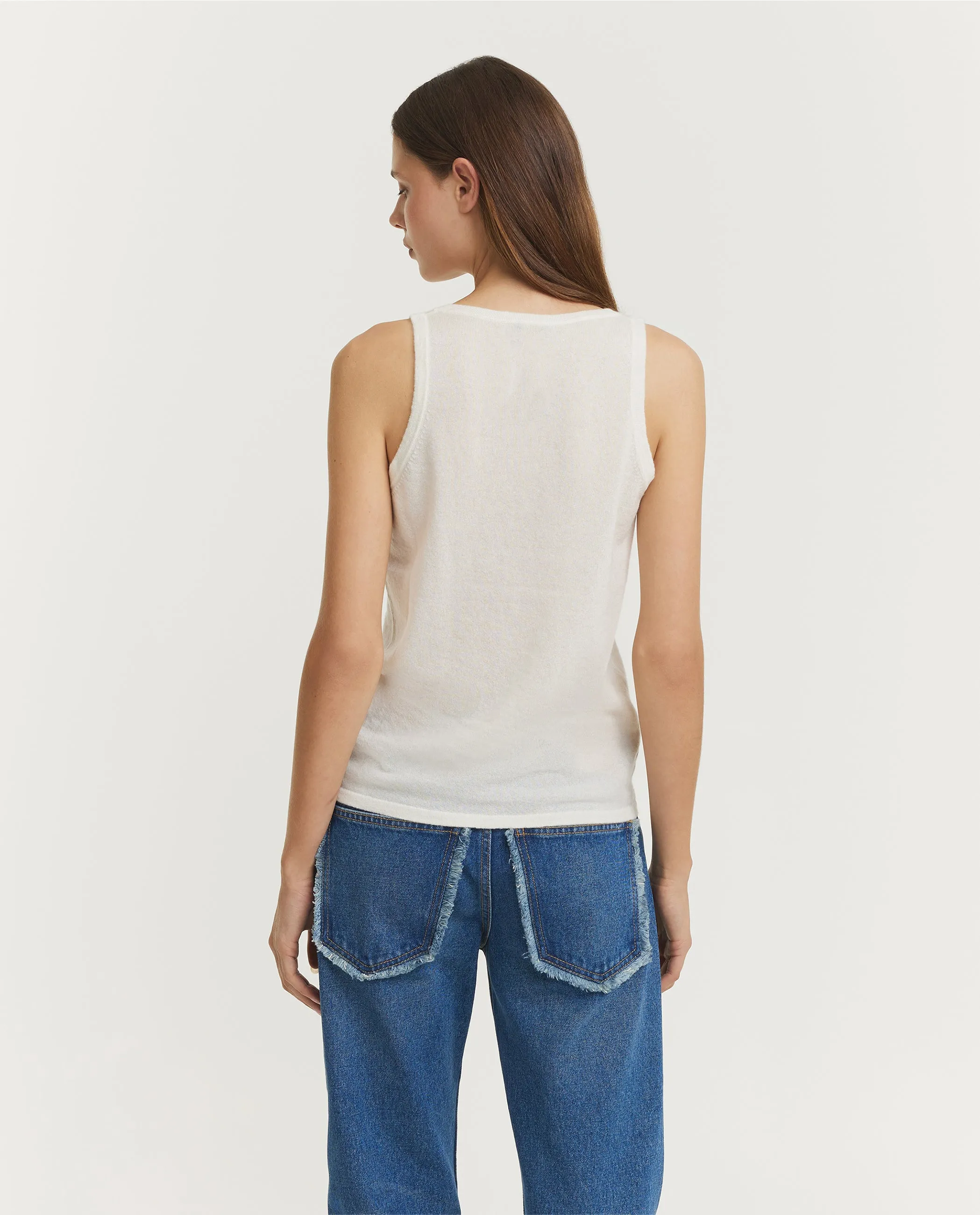 Cashmere Zijden Tank Top - Ecru sold by Pauw Amsterdam product image thumbnail 5